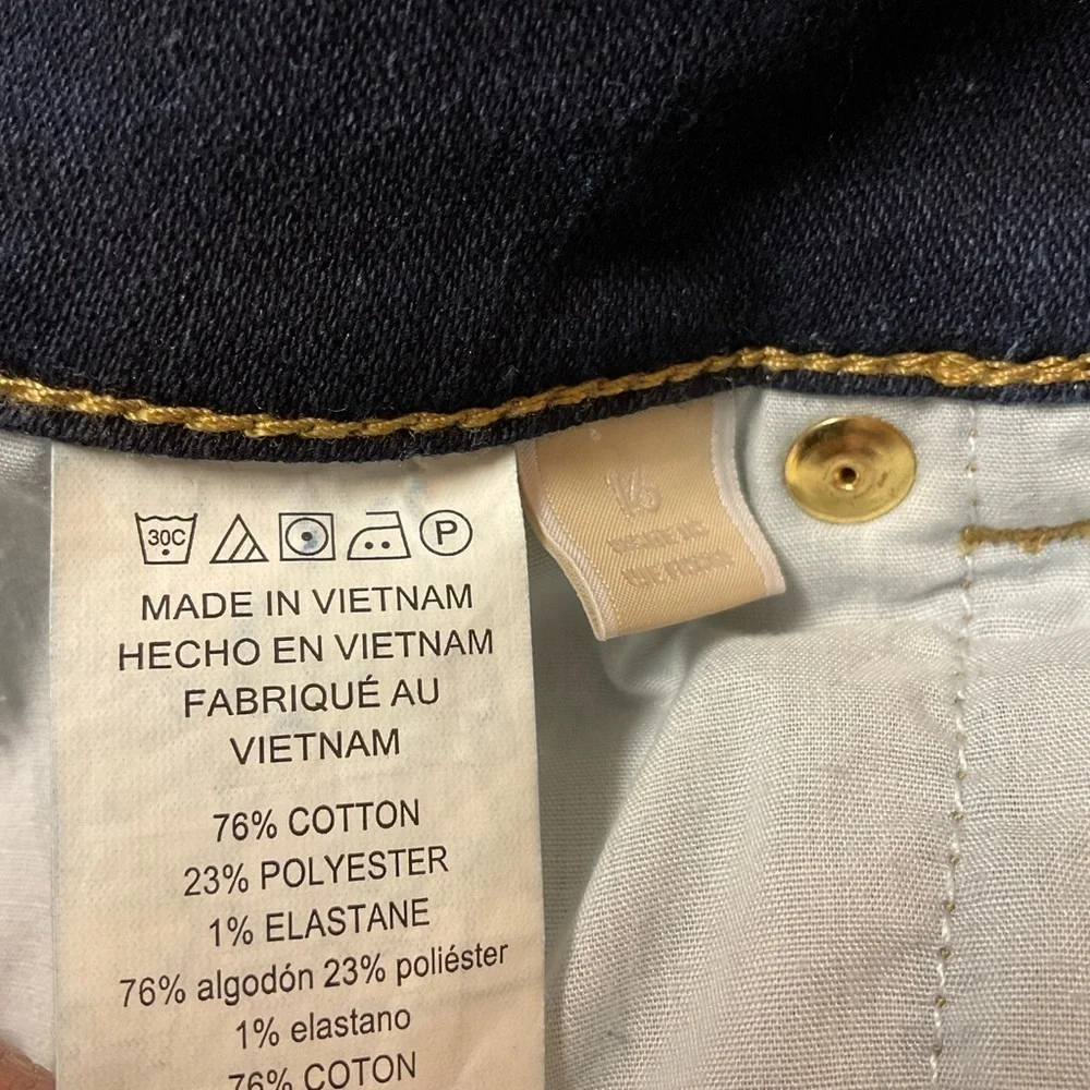 Michael Kors Dark Wash Skinny Jeans Gold Buttons Stretch